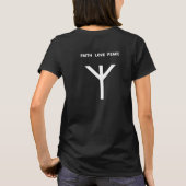 アルギズのルーン文字と信仰 愛 平和のテキスト Tシャツ (裏面)