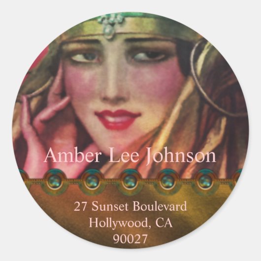 アルクマーカシミール金ゴールド&ピンク ラウンドシール (正面)