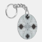 アルゲンタム アブストラクト シルバー グレー ブラック フルイド アート キーホルダー (正面左)