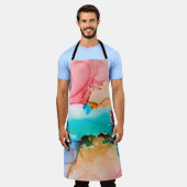 アルコの自然な高級抽象芸術絵画流体アート エプロン (着用した状態)