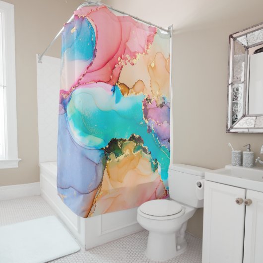 アルコの自然な高級抽象芸術絵画流体アート シャワーカーテン (インサイチュ)