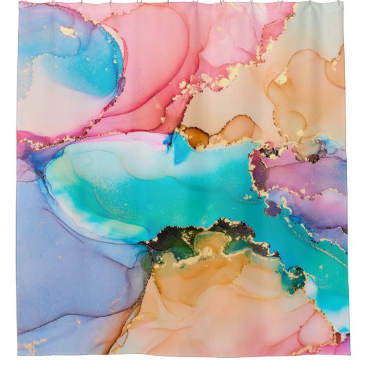 アルコの自然な高級抽象芸術絵画流体アート シャワーカーテン (正面)