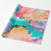 アルコの自然な高級抽象芸術絵画流体アート ラッピングペーパー (アンロールド)