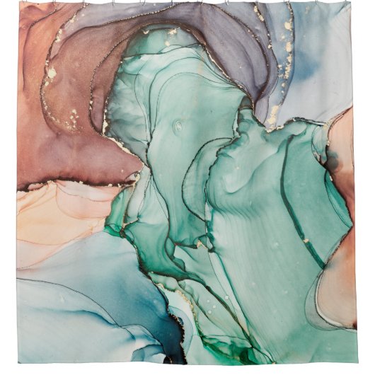 アルコの自然高級抽象芸術流絵画動アート シャワーカーテン (正面)