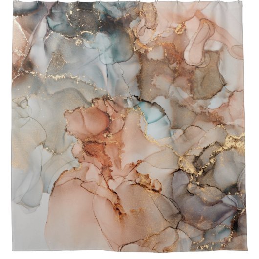 アルコの自然高級抽象芸術流絵画動アート シャワーカーテン (正面)