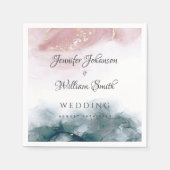 アルコエレガントーモダンルインク赤面ブルーウォーター色 スタンダードカクテルナプキン (正面)