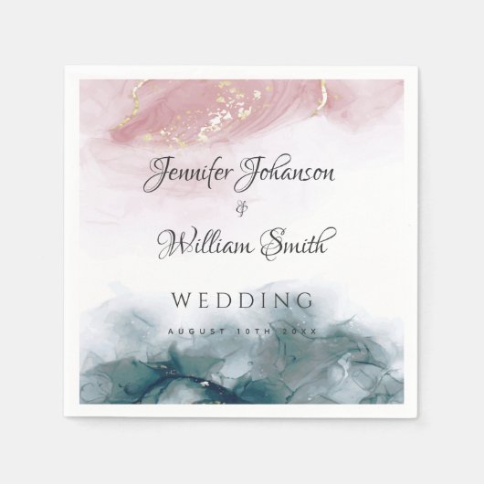 アルコエレガントーモダンルインク赤面ブルーウォーター色 スタンダードカクテルナプキン (正面)