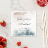 アルコエレガントーモダンルインク金ゴールド赤面ブルーミニマル スタンダードカクテルナプキン (インサイチュ)