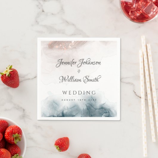 アルコエレガントーモダンルインク金ゴールド赤面ブルーミニマル スタンダードカクテルナプキン (インサイチュ)