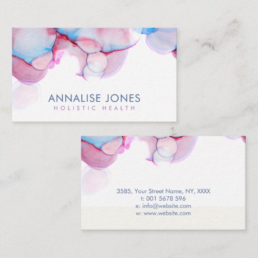 アルコエレガントールインクパステルブルーとピンク 名刺 (正面/裏面)