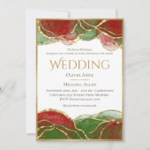 アルコエレガントールインクレッドグリーンホリデー結婚ズ 招待状 (正面)