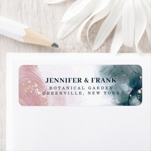 アルコエレガントールインク赤面ブルーウォーター色モダン ラベル (インサイチュ)