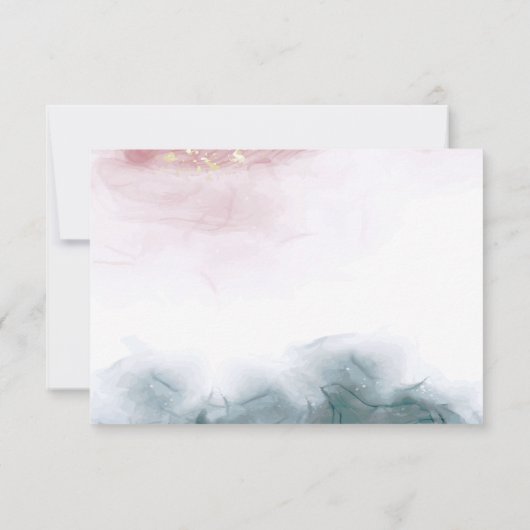 アルコエレガントールインク赤面ブルーウォーター色モダン 出欠カード (裏面)