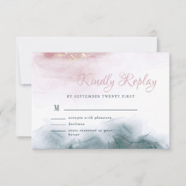 アルコエレガントールインク赤面ブルーウォーター色モダン 出欠カード