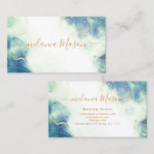 アルコエレガントールインク金ゴールドブルーターコイズトレンディー 名刺 (正面/裏面)