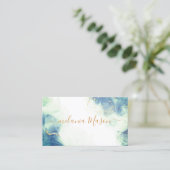 アルコエレガントールインク金ゴールドブルーターコイズトレンディー 名刺 (スタンド正面)