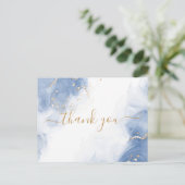 アルコエレガントールインク金ゴールドブルーホワイトありがとう ポストカード (スタンド正面)