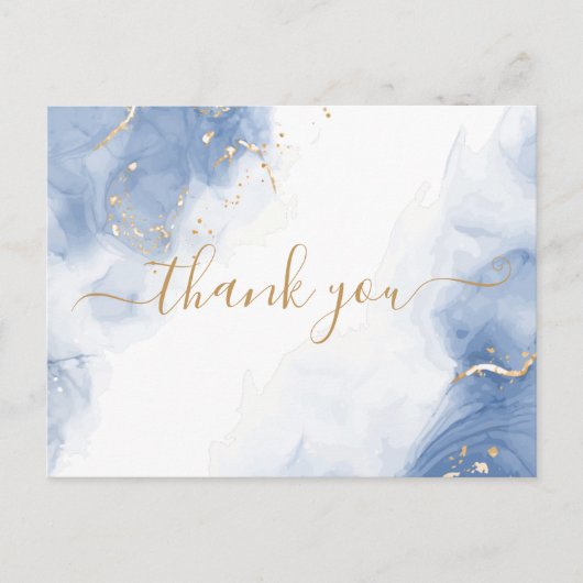 アルコエレガントールインク金ゴールドブルーホワイトありがとう ポストカード (正面)