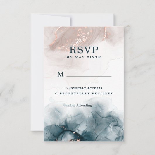 アルコエレガントールインク金ゴールド赤面ブミニマルルー 出欠カード (正面)