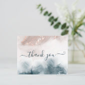 アルコエレガントールインク金ゴールド赤面ブルーサンキュー ポストカード (スタンド正面)