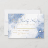 アルコエレガントールインク金ゴールド青ミニマル白 出欠カード (正面)