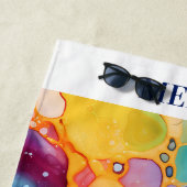 アルコカラフルルインクウォーターの背景色 ビーチタオル (インサイチュ)