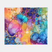 アルコカラフルルインクウォーターの背景色 フリースブランケット (正面(横))