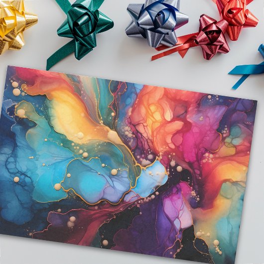 アルコカラフルールインクアート絵画流体 薄葉紙