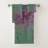 アルコカラフルールインク、緑とブルゴーニュ抽象芸術 バスタオルセット (インサイチュ)