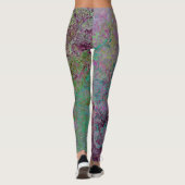 アルコカラフルールインク、緑とブルゴーニュ抽象芸術 レギンス (裏面)