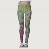 アルコカラフルールインク、緑とブルゴーニュ抽象芸術 レギンス (正面)