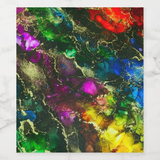 アルコサイケデリックールインク抽象芸術絵画ズ ワインラベル (シングルラベル)