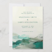 アルコモダンールインクグリーン抽象芸術結婚ズ セーブザデート (正面)