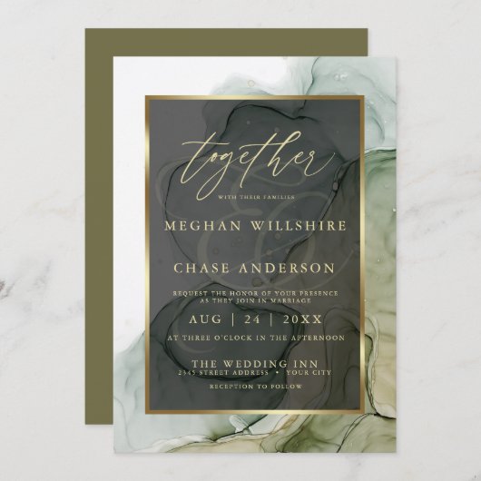 アルコモダンールインクリッチ自然グリーン 招待状 (正面/裏面)