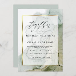 アルコモダンールイ結婚ンクの淡いセージ緑色 招待状