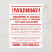 アルコールおもしろいと妊娠警告の ポストカード (正面)
