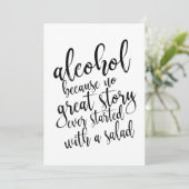 アルコールがあればこそ、素晴らしい物語はサラダから始まったわけではない - お手頃価格の結婚式看板 (スタンド正面)