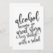 アルコールがあればこそ、素晴らしい物語はサラダから始まったわけではない - お手頃価格の結婚式看板 (正面/裏面)