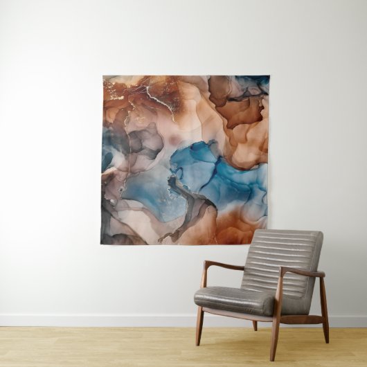 アルコールインキは半透明に色を付ける。抽象芸術多色 タペストリー (インサイチュ(横))