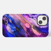 アルコールインクで描く紫の宇宙星雲 iPhoneケース (裏面横)