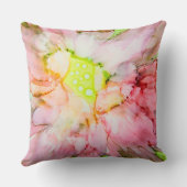 アルコールインクのピンク色の花 クッション (裏面)