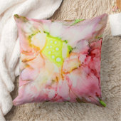 アルコールインクのピンク色の花 クッション (ブランケット)