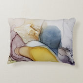 アルコールインクの渦巻き、黄色の濃淡、抽象芸術。 アクセントクッション (裏面)