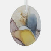 アルコールインクの渦巻き、黄色の濃淡、抽象芸術。 ガラスオーナメント (正面右)