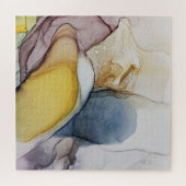 アルコールインクの渦巻き、黄色の濃淡、抽象芸術。 ジグソーパズル (横)