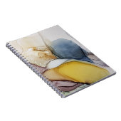 アルコールインクの渦巻き、黄色の濃淡、抽象芸術。 ノートブック (右側)