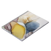 アルコールインクの渦巻き、黄色の濃淡、抽象芸術。 ノートブック (左側)