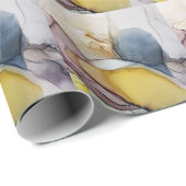 アルコールインクの渦巻き、黄色の濃淡、抽象芸術。 ラッピングペーパー (ロールコーナー)