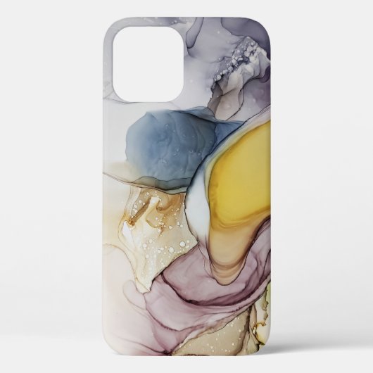 アルコールインクの渦巻き、黄色の濃淡、抽象芸術。 Case-Mate iPhoneケース (裏面)
