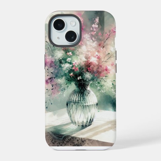 アルコールインクアートの花束 iPhone 15ケース (裏面)